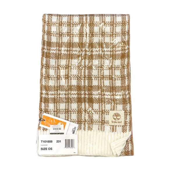 TIMBERLAND Plaid Scarf - Beige/Brown - NWT - Picture 6 of 6